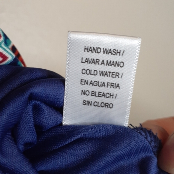 Naif Woman's Chevron Print Flounce Sleeves Smocked Neck Shift Tunic Dress Size S - Picture 13 of 16